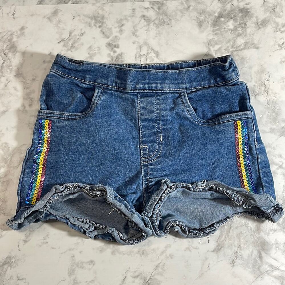 Garanimals 365 Kids Denim Shorts Size 6 with Rainbow Sequins